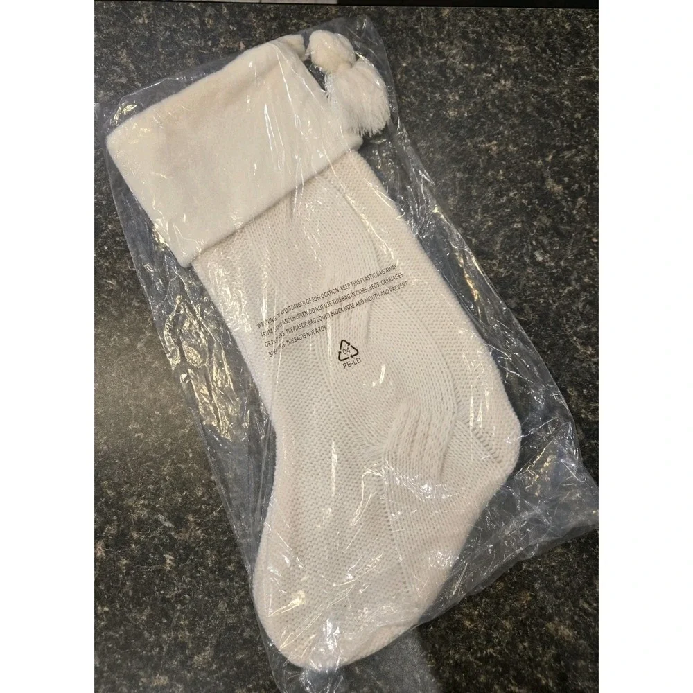 St. Nicholas Square Ivory Cable Knit Christmas Stocking Red‎ 